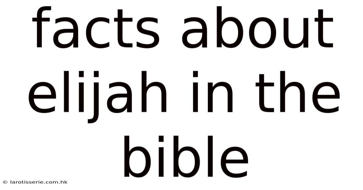 Facts About Elijah In The Bible