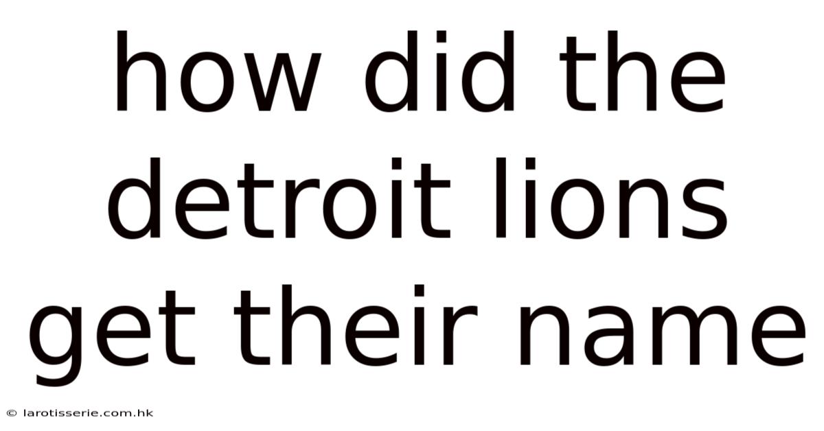 How Did The Detroit Lions Get Their Name