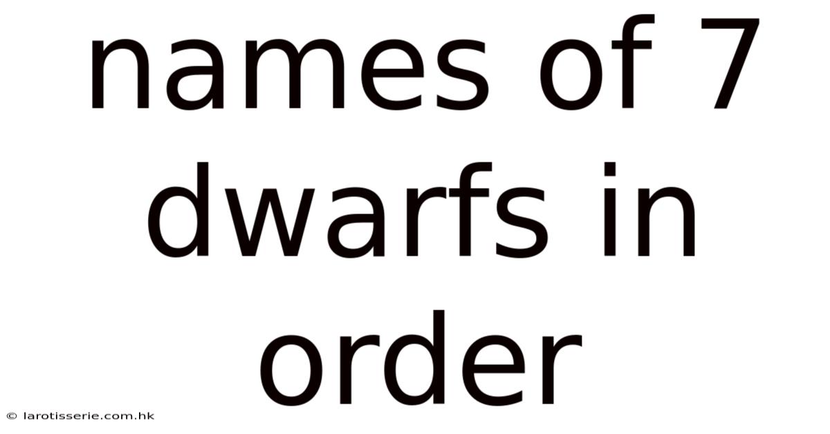 Names Of 7 Dwarfs In Order
