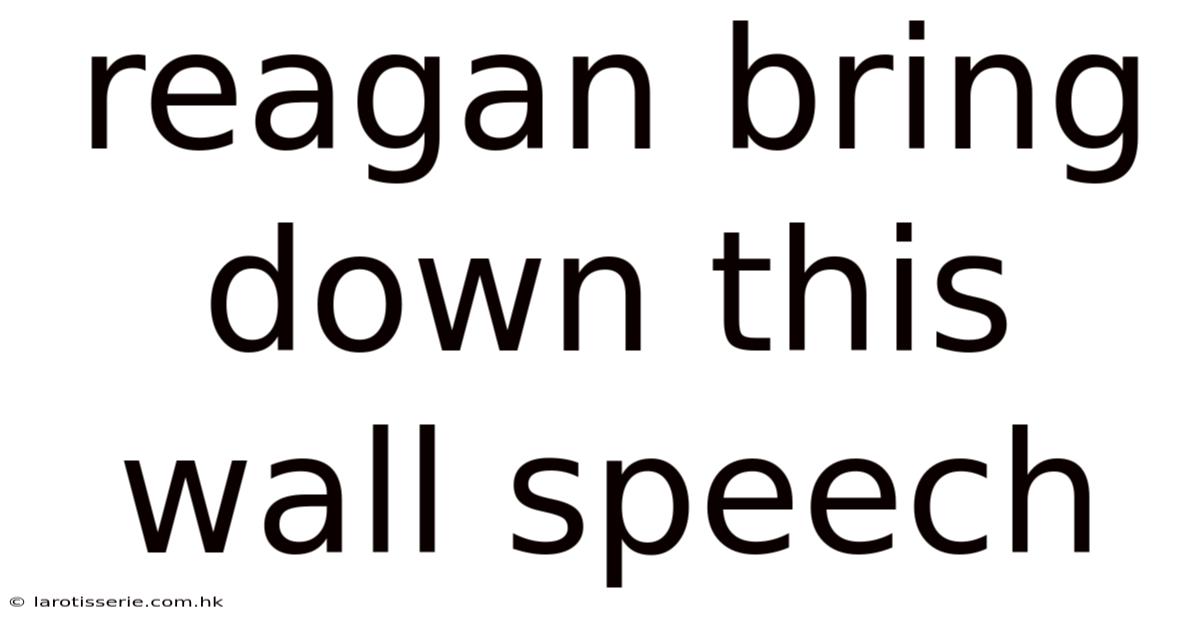 Reagan Bring Down This Wall Speech