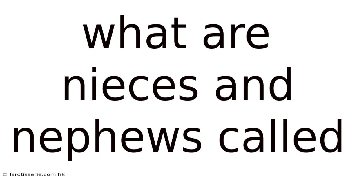 What Are Nieces And Nephews Called