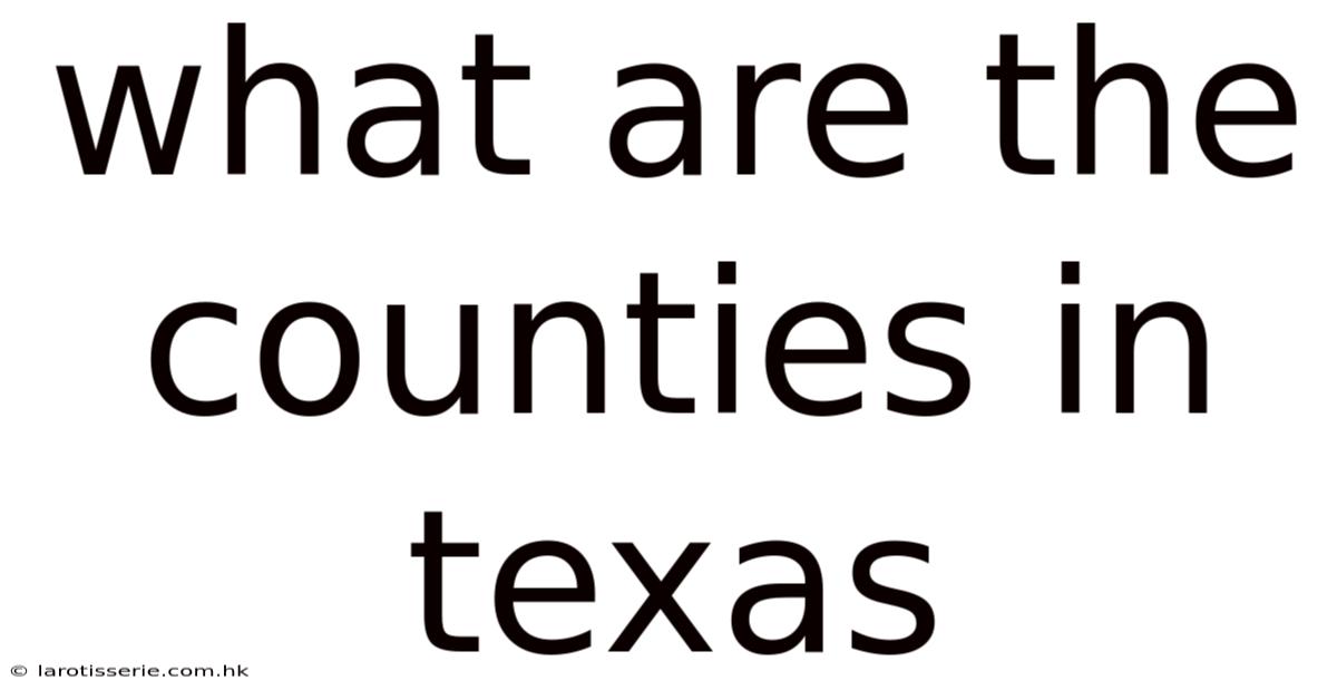 What Are The Counties In Texas