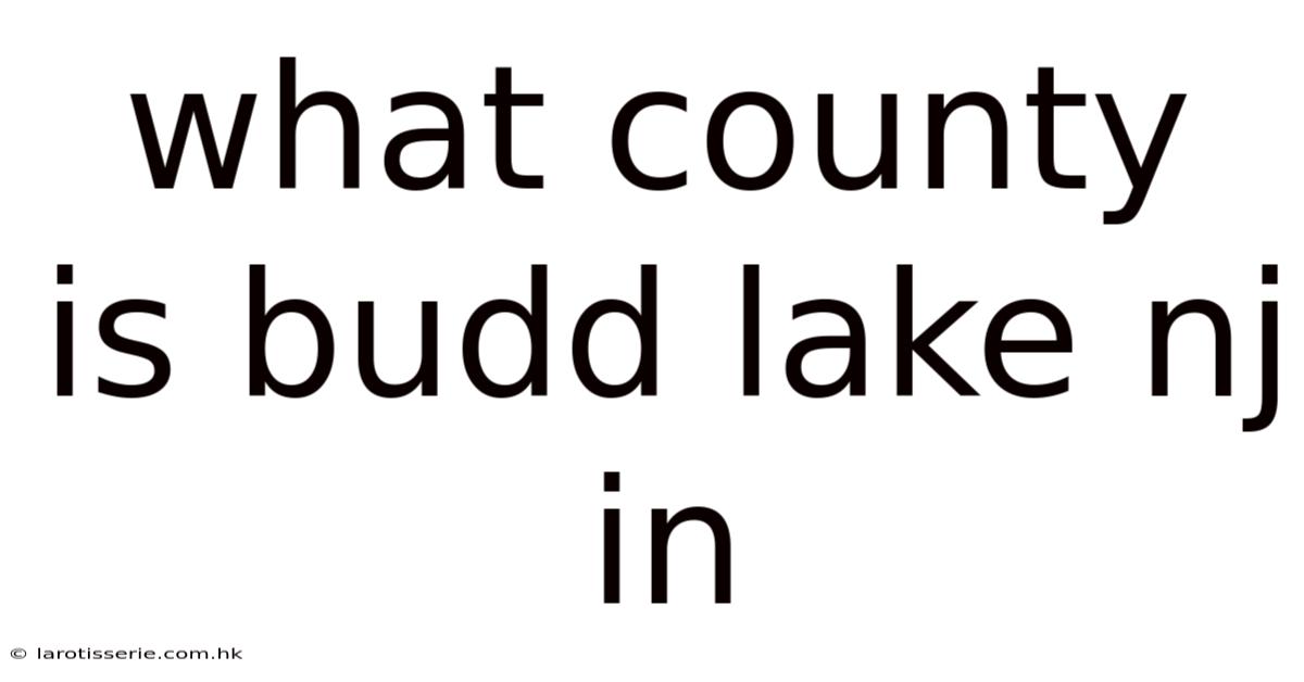 What County Is Budd Lake Nj In