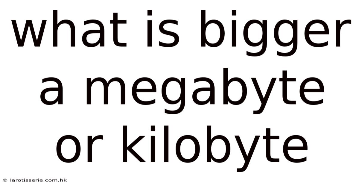 What Is Bigger A Megabyte Or Kilobyte