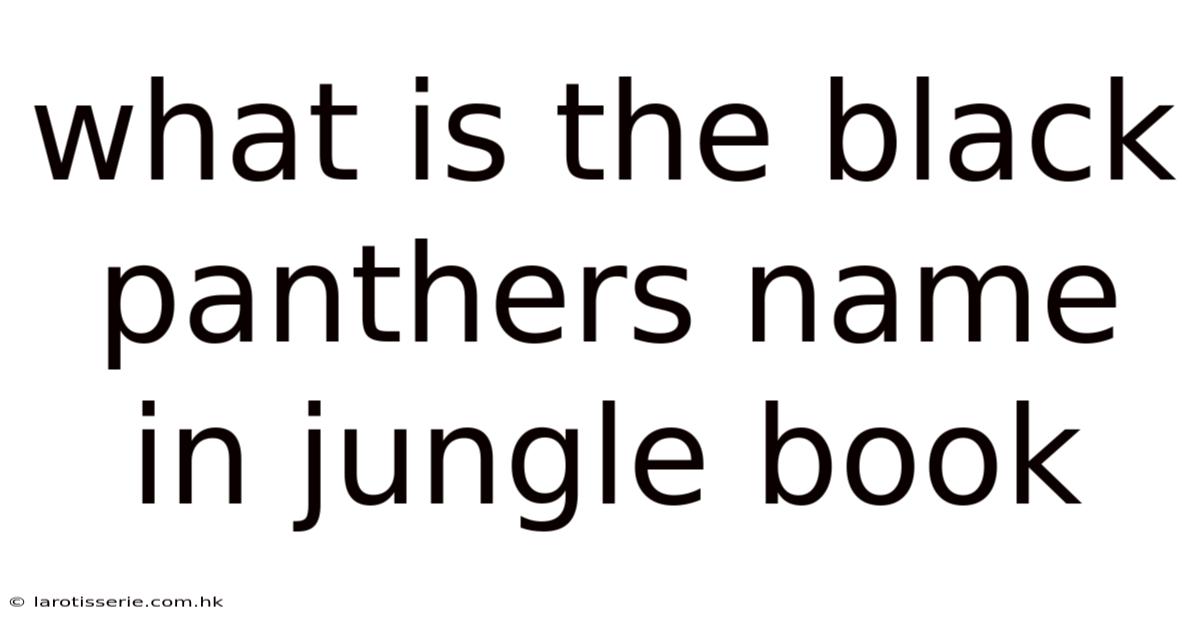 What Is The Black Panthers Name In Jungle Book