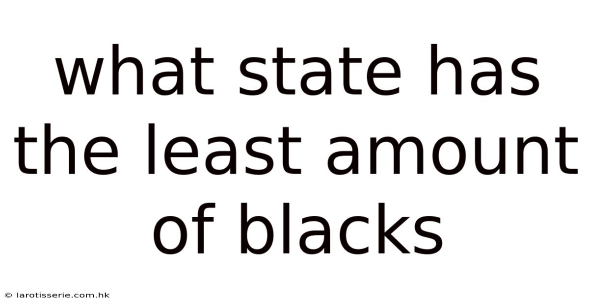 What State Has The Least Amount Of Blacks