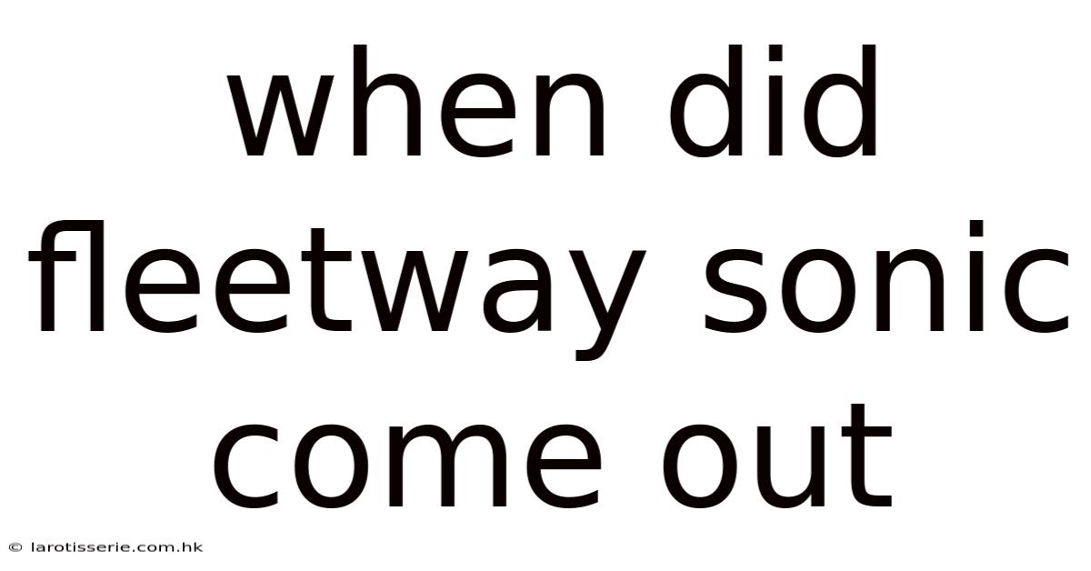 When Did Fleetway Sonic Come Out